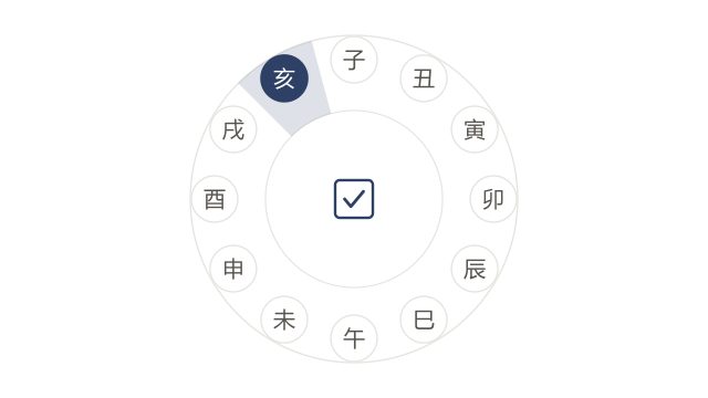 Clock highlighting Hai, the Pig branch from 21:00 to 23:00