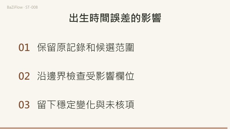 A從−8到−2，B從−3到3，兩段寬度都為6，但只有B跨零。保留原始記錄、換算條件與規則差異，再比較受影響欄位。