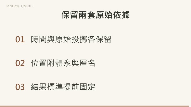 同為陽線，7靜而9動，不能互換；比較前先約定同一場地、書面確認與截止時間；各自保留原始依據。