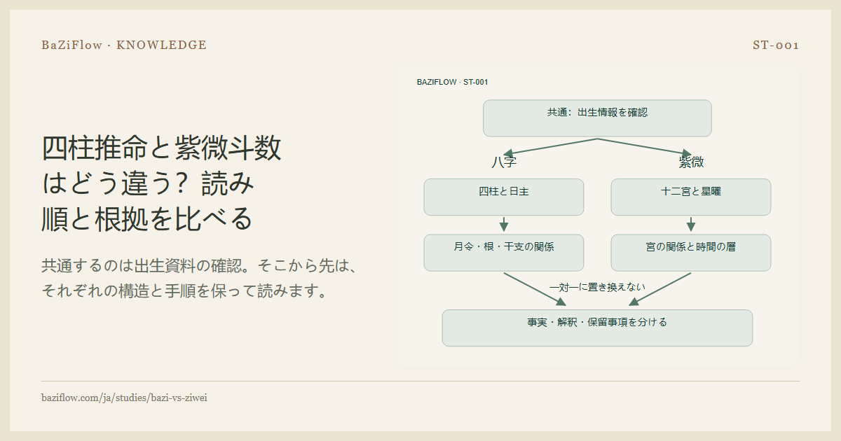 四柱推命と紫微斗数はどう違う?読み順と根拠を比べる