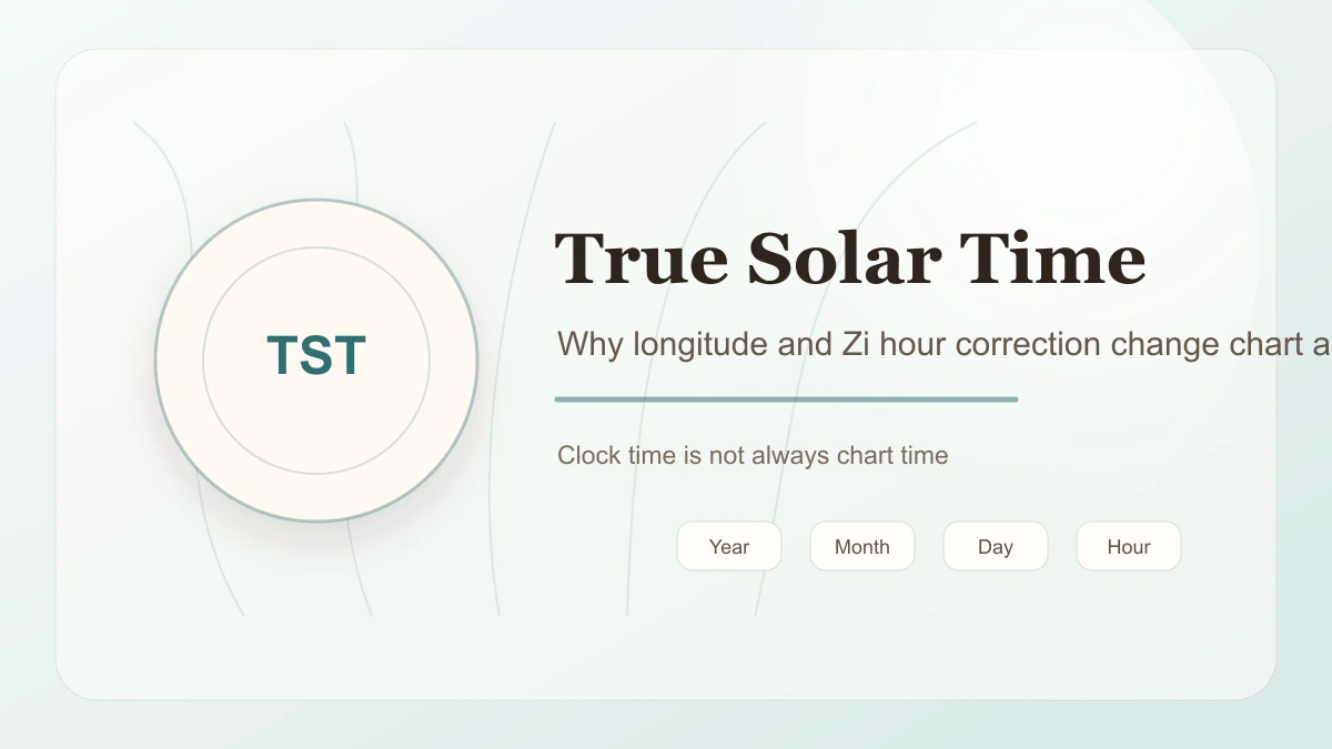 BaziFlow True Solar Time calibration illustration